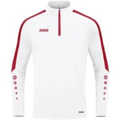 JAKO Ziptop Power Pullover Zip Sweater Weiß-rot | 128