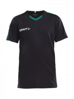 CRAFT PROGRESS JERSEY CONTRAST JR TRIKOT KINDER Black-team Green | 122/128